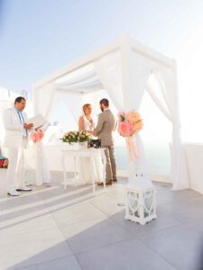 Ceremonie trouwdag Santorini